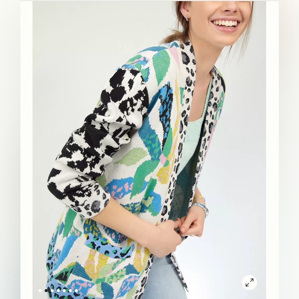 NWOT: Maeve Anthropologie Contrast Cardigan - Picture 11 of 14